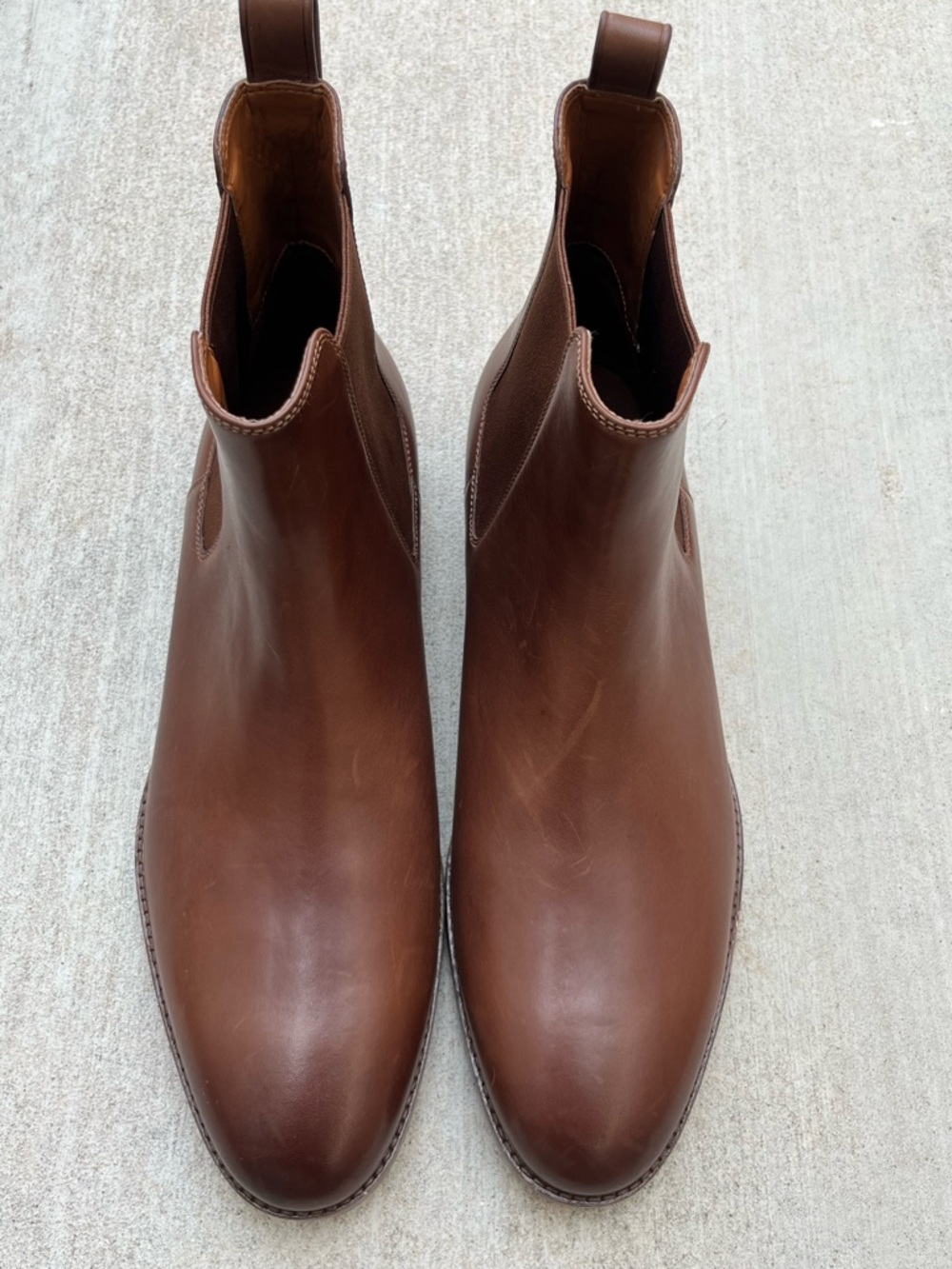 $295 COACH Dalton Smooth Leather Chelsea Boots Dark Saddle Brown Men's Size 12 D